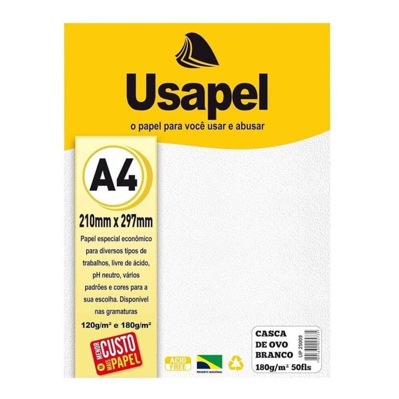 Papel Casca de Ovo A4 180gr  Branco Usapel 50fls