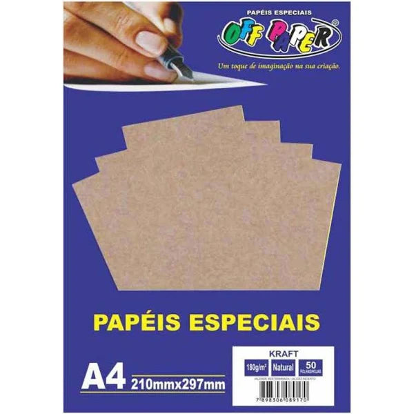 Papel Kraft A4 Madeira 180g Off Paper 50 Folhas