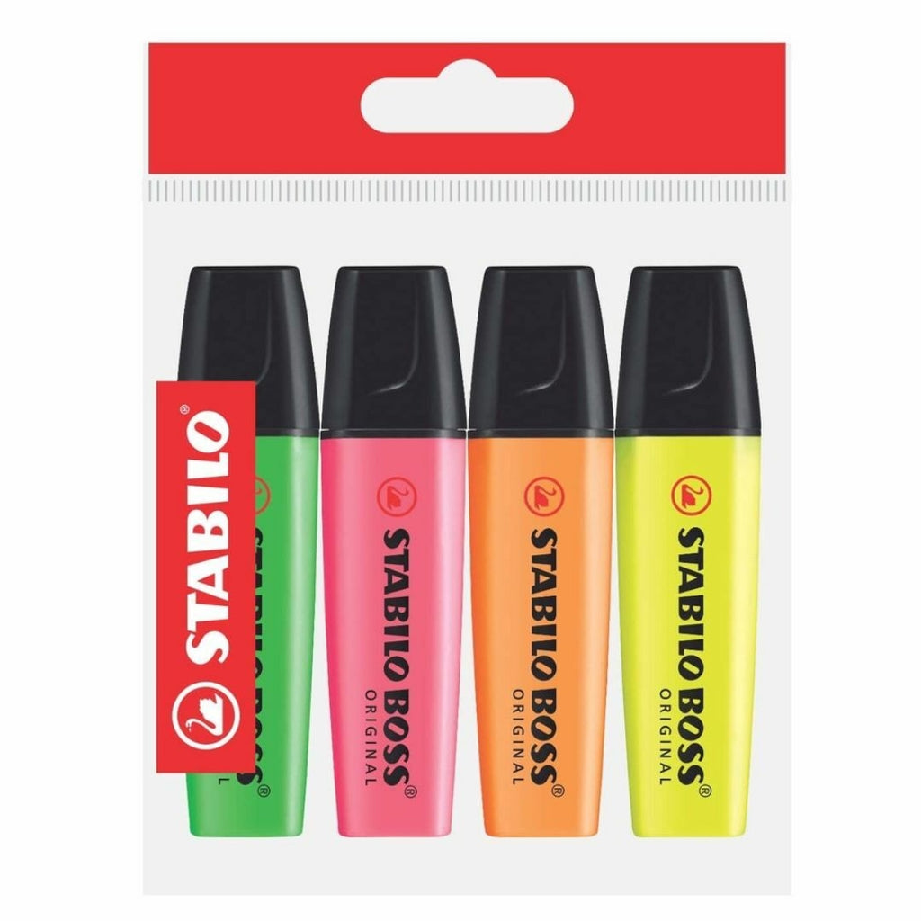 Marca Texto Stabilo Boss Kit com 4 cores fluorescente